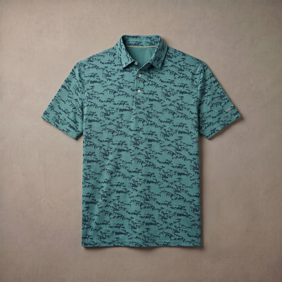 Polo para hombre con estampado jaspeado | Absorbe la humedad | UPF 50 | Elástico en 4 direcciones