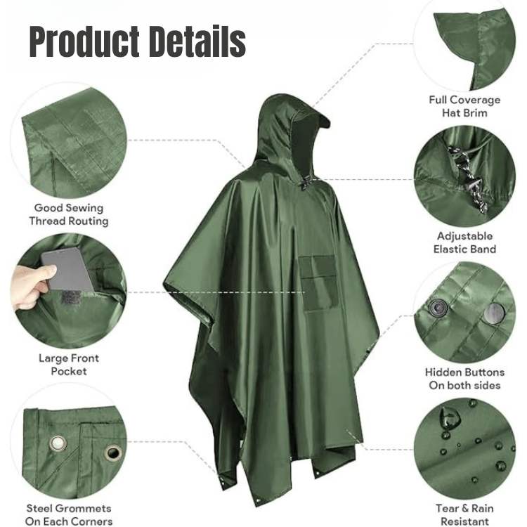 Poncho de senderismo todoterreno e impermeable