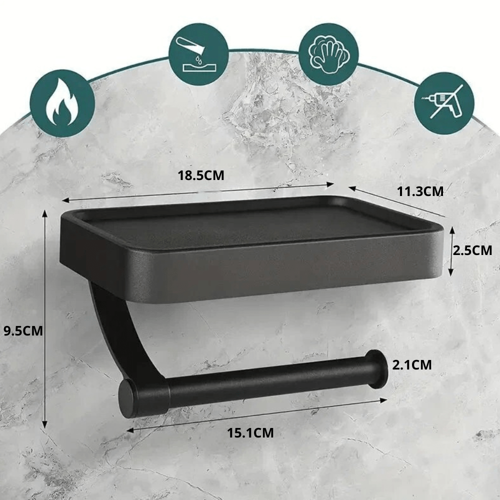 Portarrollos de Papel Higiénico de Acero Inoxidable con Estante Sin Taladro