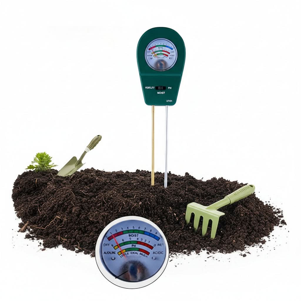 Probador de suelo 3 en 1 para humedad, nutrientes y pH para plantas sanas