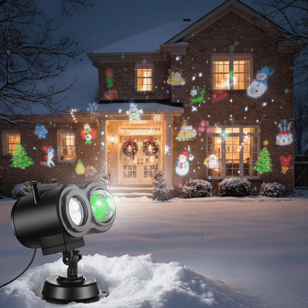 Proyector de luces navideñas para exterior con 16 imágenes festivas para decoración
