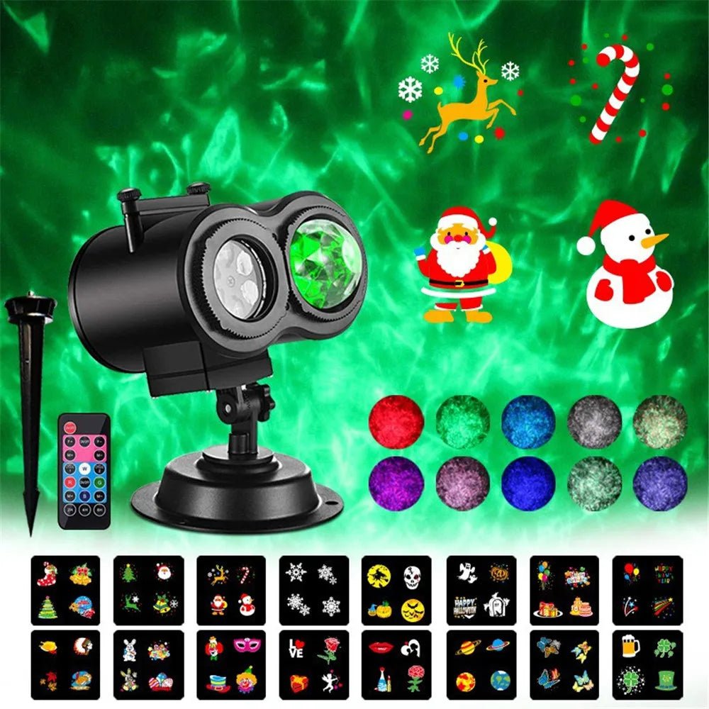 Proyector de luces navideñas para exterior con 16 imágenes festivas para decoración