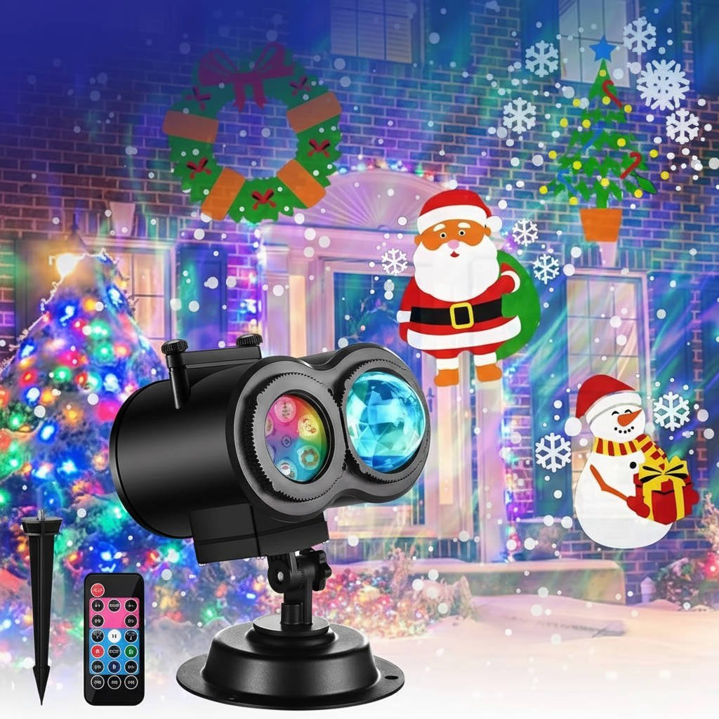 Proyector de luces navideñas para exterior con 16 imágenes festivas para decoración
