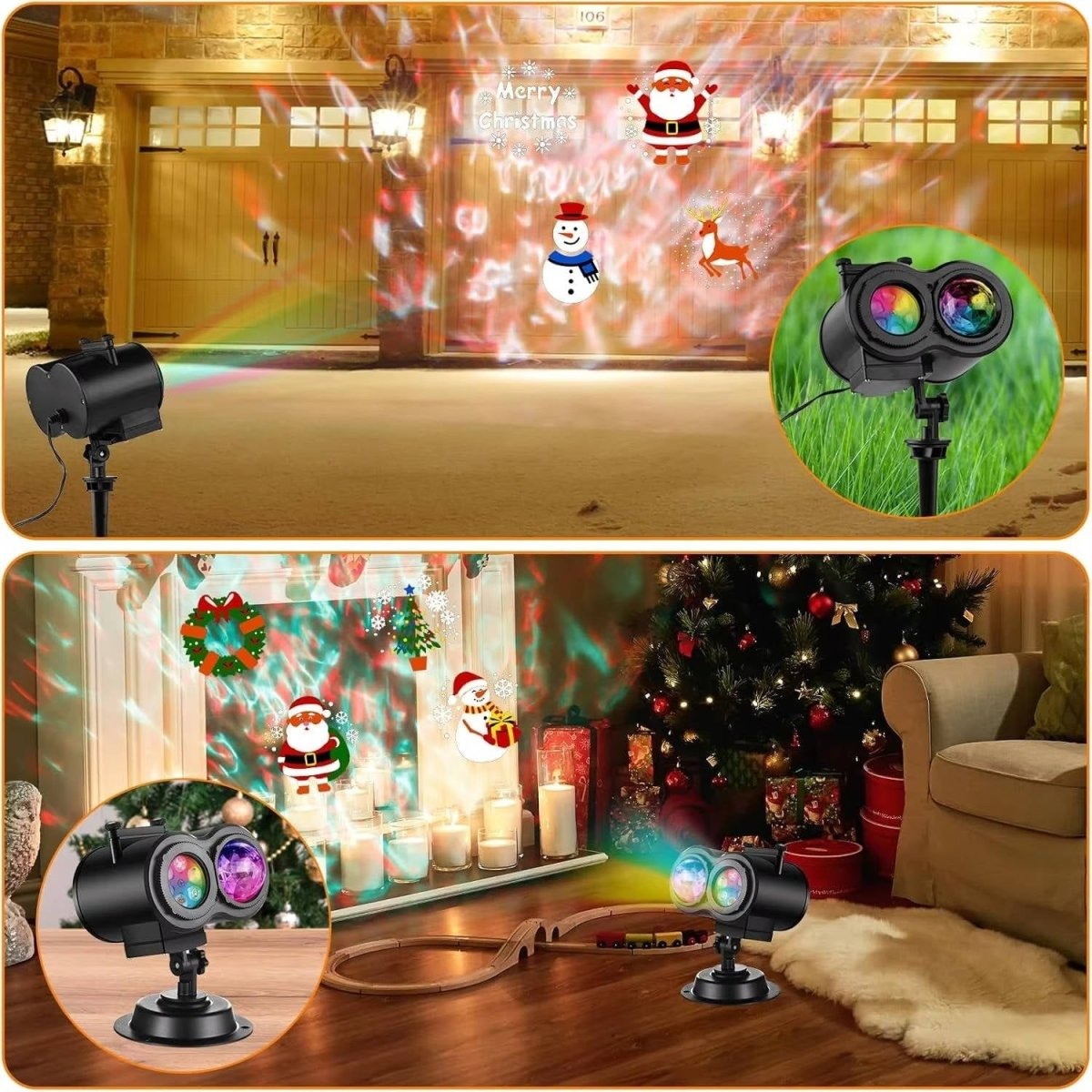 Proyector de luces navideñas para exterior con 16 imágenes festivas para decoración