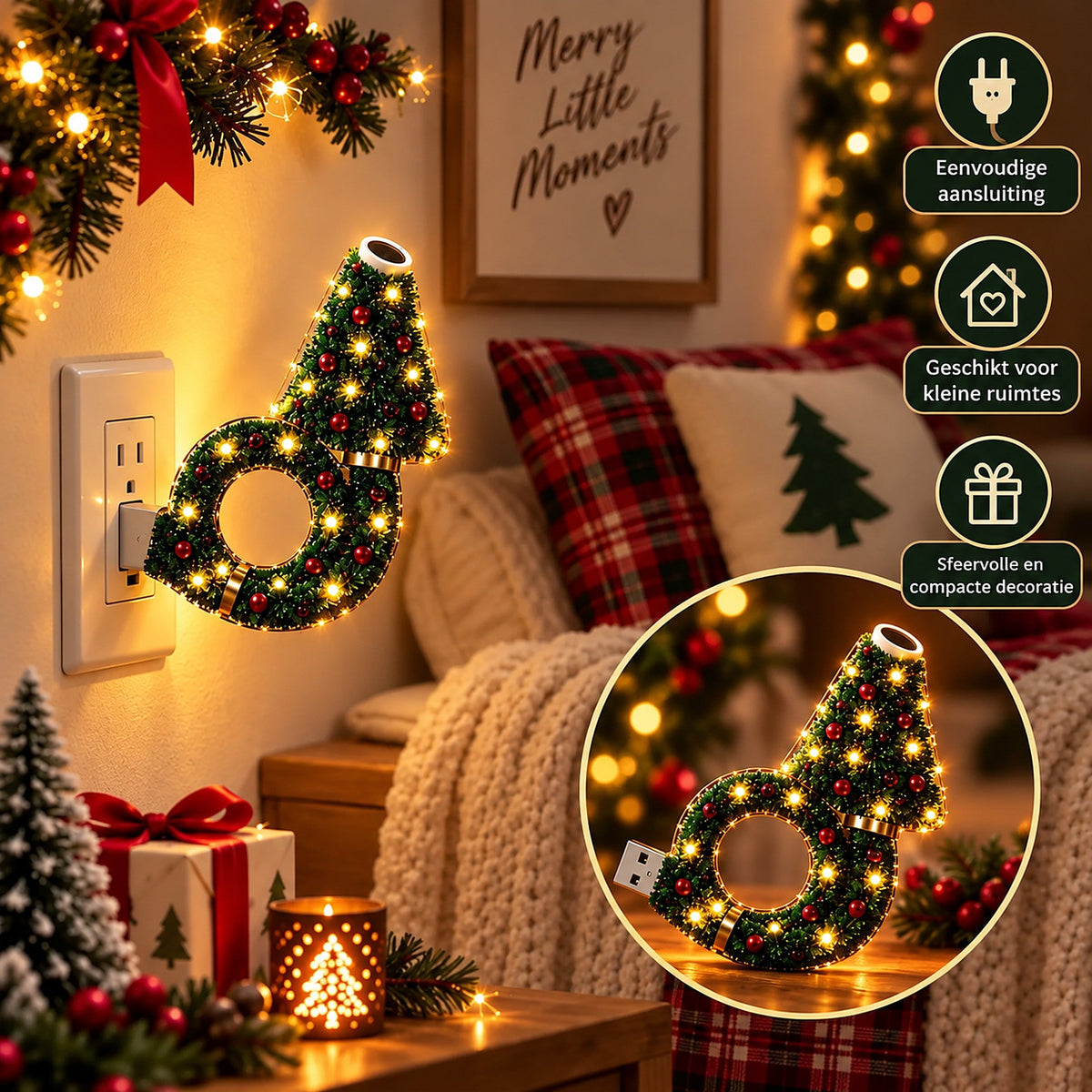 Proyector navideño - Lámpara de proyección USB con forma de árbol de Navidad