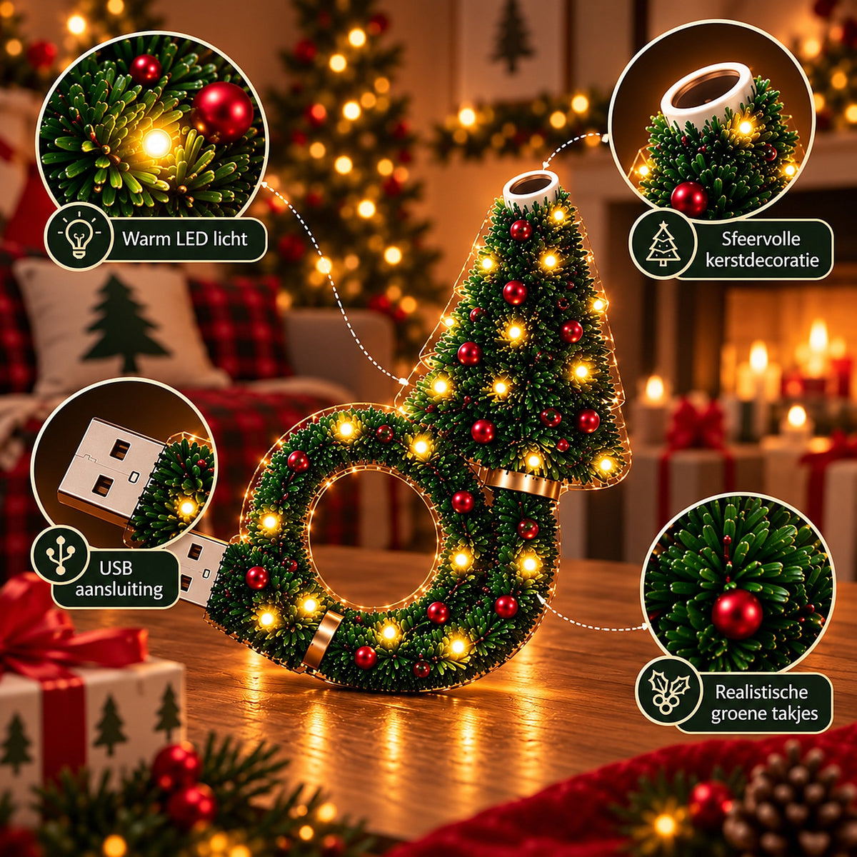 Proyector navideño - Lámpara de proyección USB con forma de árbol de Navidad