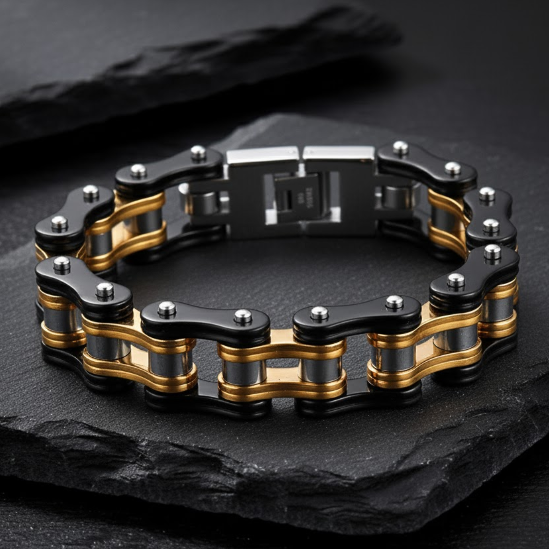 Pulsera de cadena estilo biker - Hilera de acero forjado