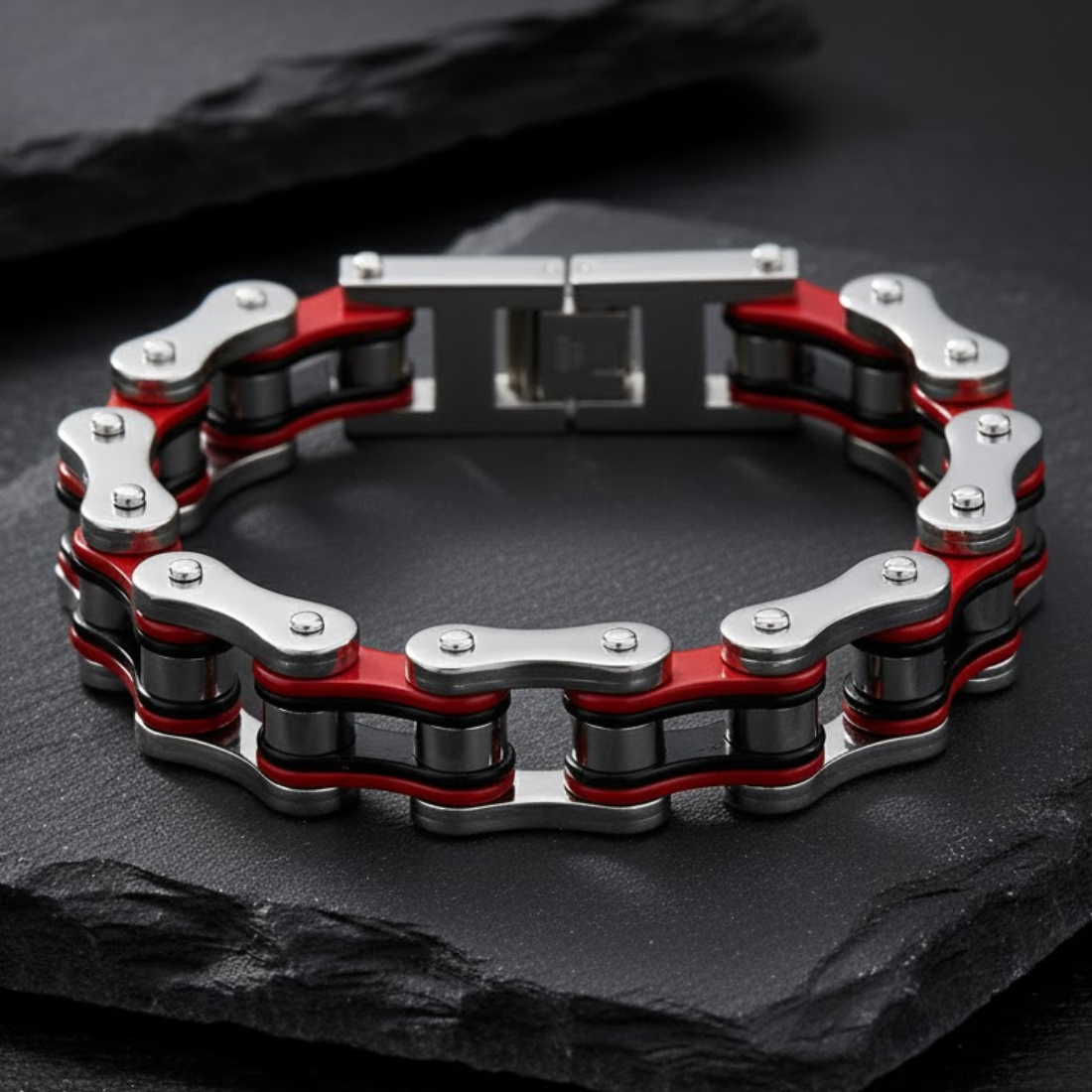 Pulsera de cadena estilo biker - Hilera de acero forjado
