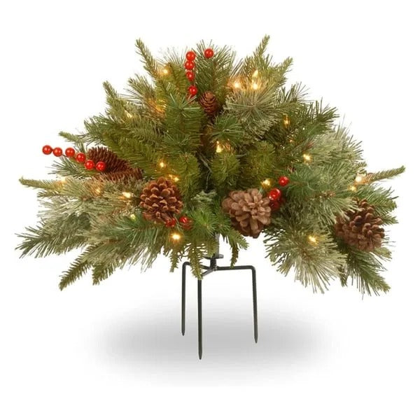 Relleno navideño para macetero preiluminado con luces LED y piñas realistas