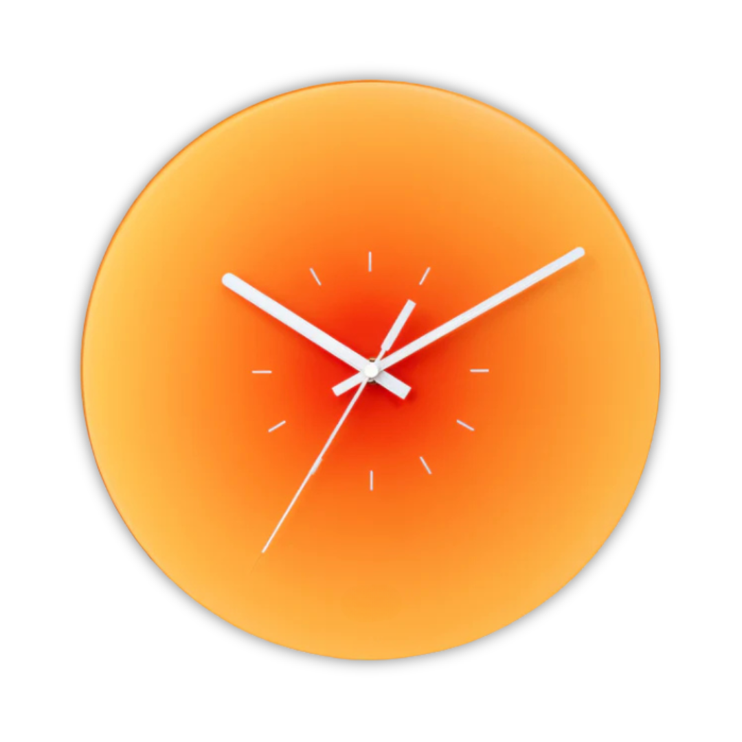 Reloj de pared de cristal Sunset | Diseño moderno con degradado de color
