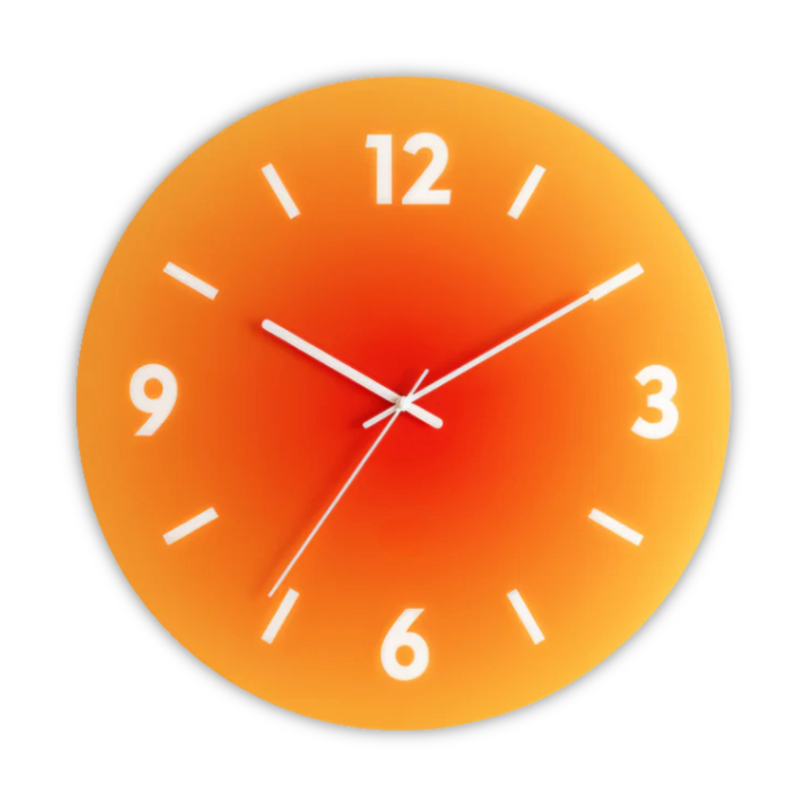 Reloj de pared de cristal Sunset | Diseño moderno con degradado de color