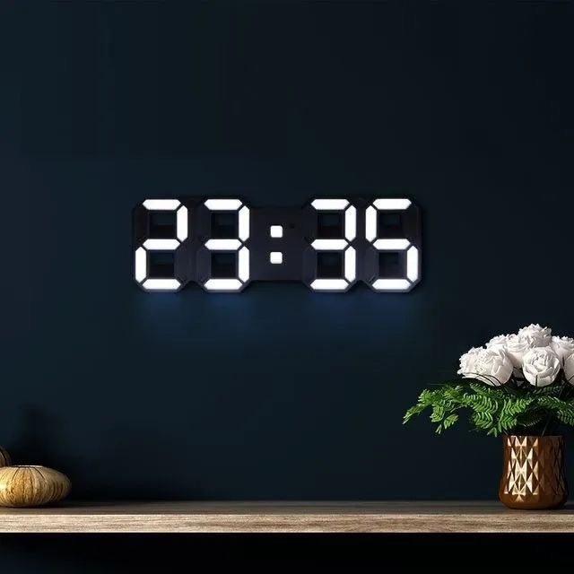 Reloj de pared digital LED 3D – Pantalla moderna con luz regulable