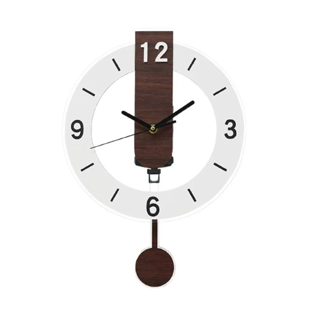 Reloj de Pared Minimalista con Péndulo - Diseño Moderno de Acrílico y Madera