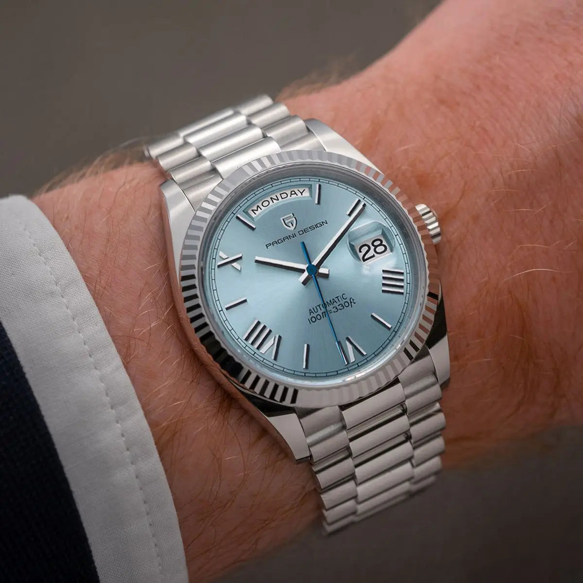 Reloj de pulsera para hombre elegante con movimiento automático e indicador de fecha
