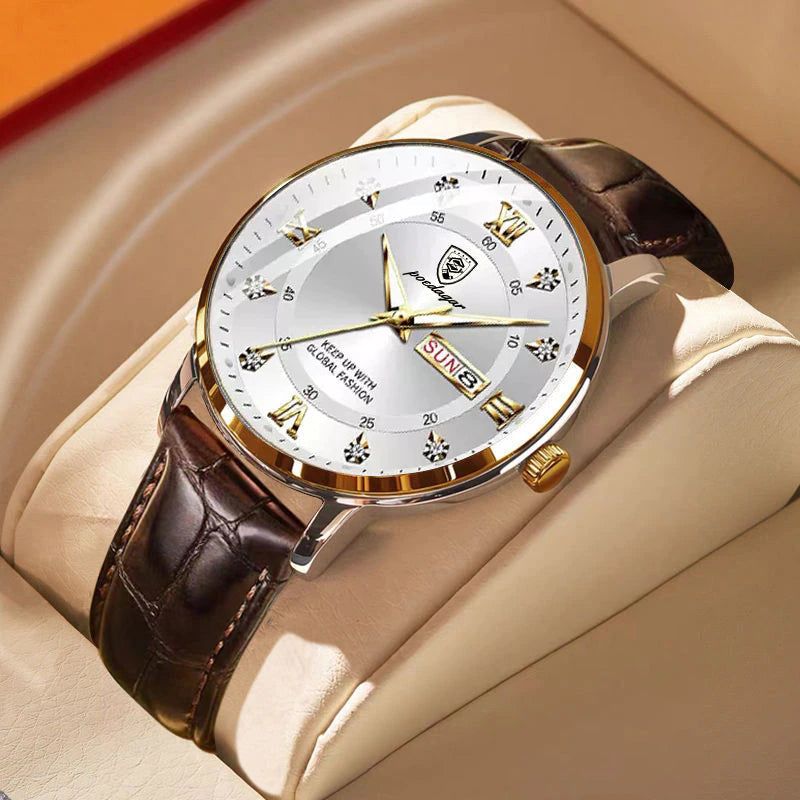 Reloj de pulsera para hombre resistente al agua en acero inoxidable con agujas luminosas