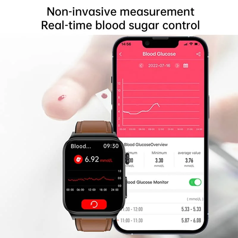 Reloj inteligente todo en uno para monitorización de salud con ECG y medidor de glucosa en sangre