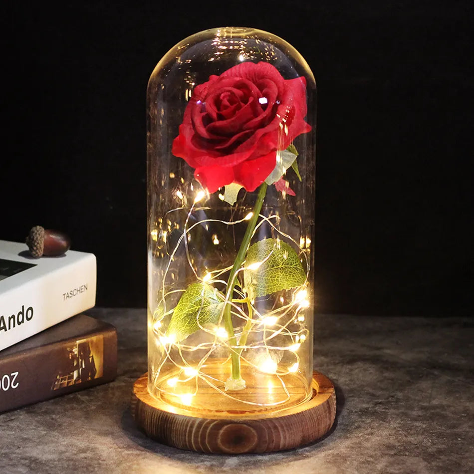 Rosa Eterna con Luz | Un Regalo Atemporal de Calidez y Amor