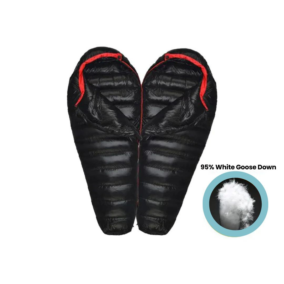 Saco de dormir de invierno – Aislamiento de plumas, nailon ripstop 400T, clasificación térmica de 20 °C