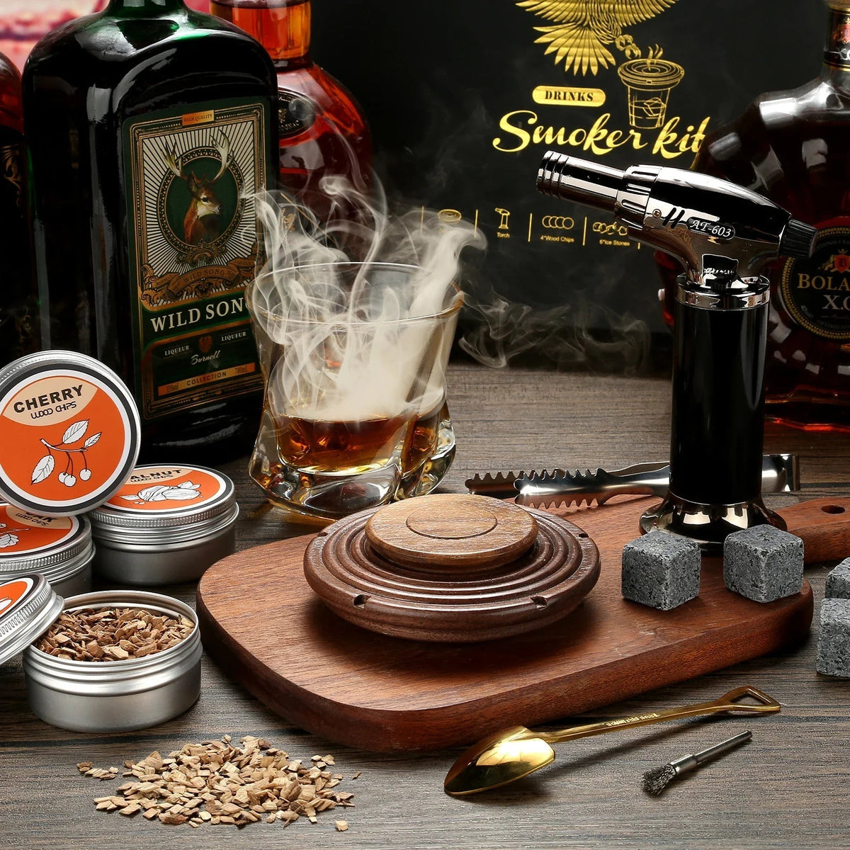 Set ahumador de coctelería para whisky y bourbon