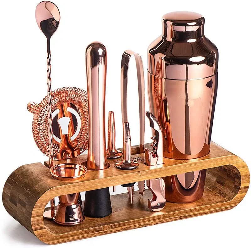 Set de coctelería de acero inoxidable de 10 piezas para preparación casera de cócteles
