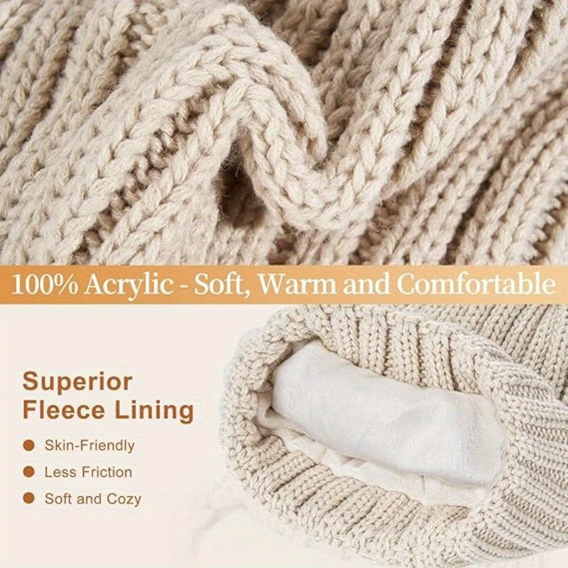 Set de Invierno 3 en 1 – Gorro Tejido Cálido, Bufanda y Guantes