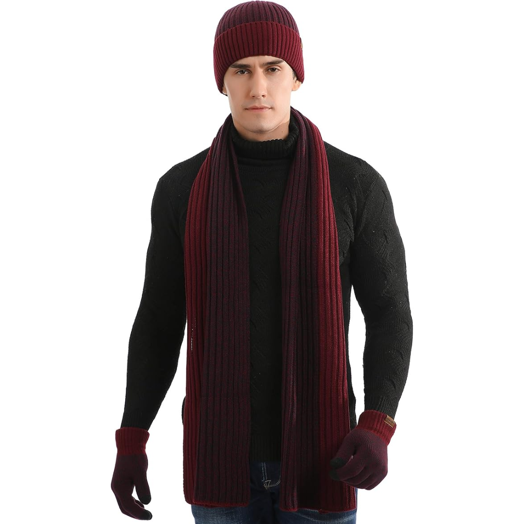 Set de invierno de gorro y guantes para hombre