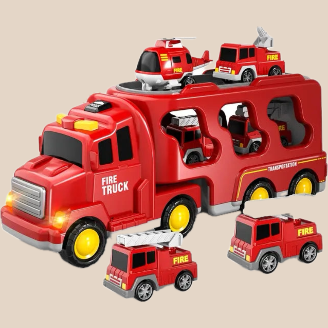 Set de Juego de Camión de Dos Pisos - Bomberos y Construcción con Música