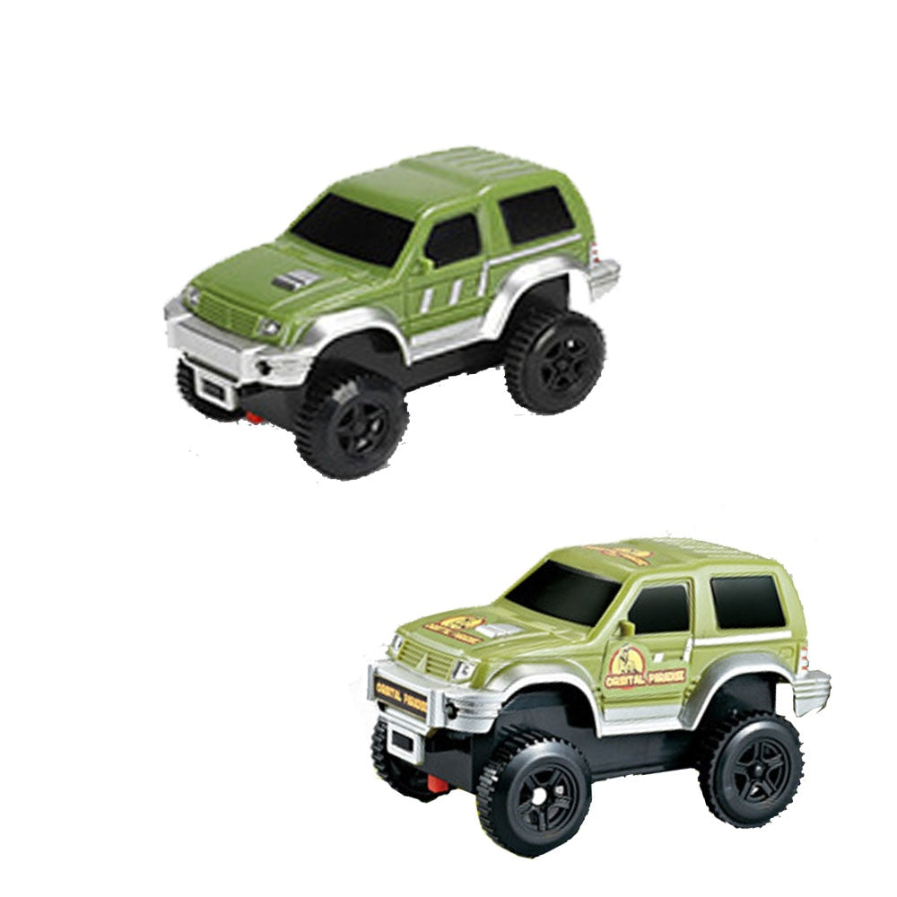 Set de juguetes de dinosaurios – Pista de carreras de aventuras 360° con luz y sonido