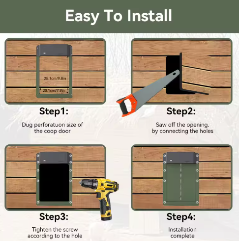 Sistema de puerta automática para gallinero con opciones de energía solar o batería