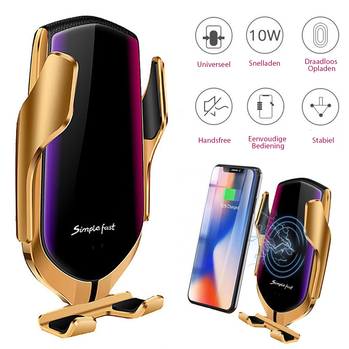 Soporte automático para móvil con cargador inalámbrico