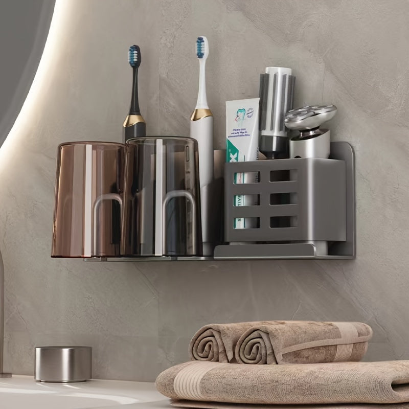 Soporte Mural de Aluminio para Cepillo de Dientes Eléctrico – Organizador de Baño con Orificios de Drenaje