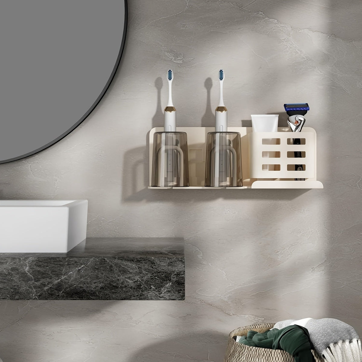 Soporte Mural de Aluminio para Cepillo de Dientes Eléctrico – Organizador de Baño con Orificios de Drenaje