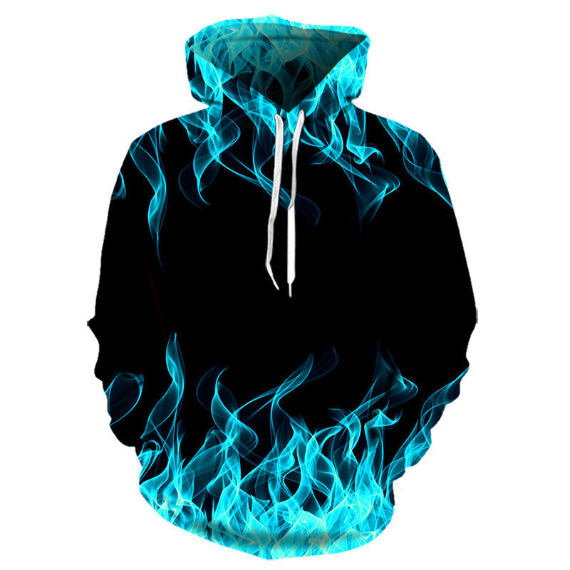 Sudadera con capucha con diseño exclusivo de llamas y mezcla de materiales innovadora