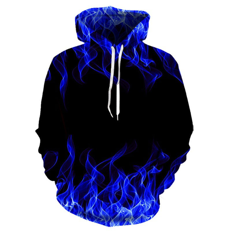 Sudadera con capucha con diseño exclusivo de llamas y mezcla de materiales innovadora