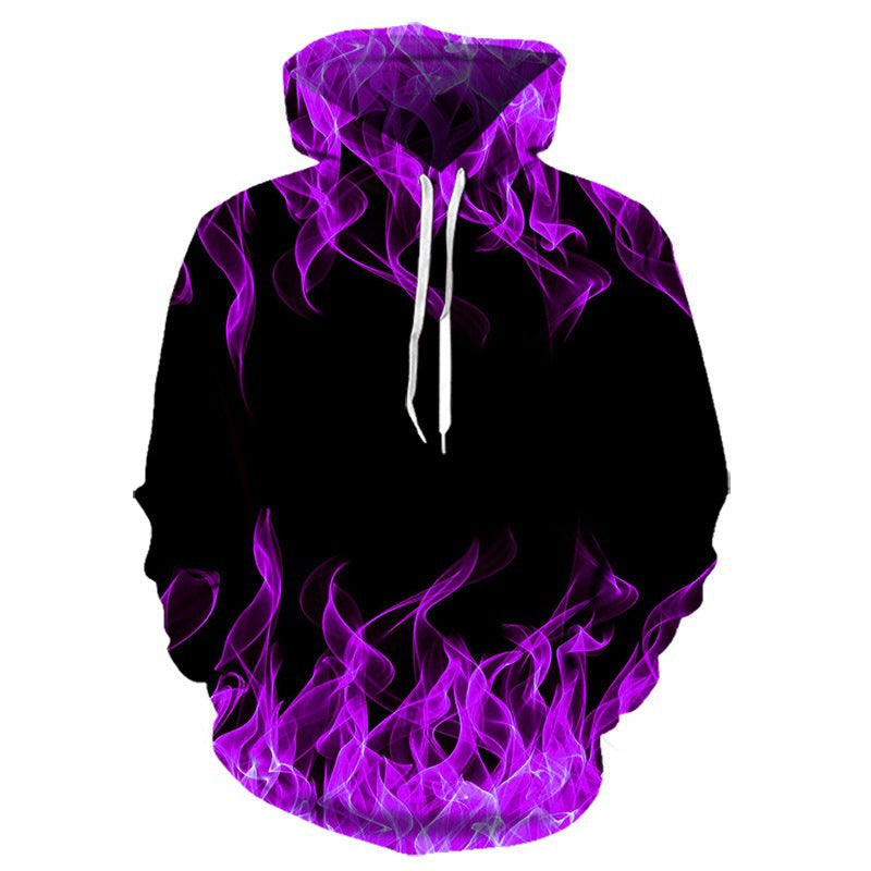 Sudadera con capucha con diseño exclusivo de llamas y mezcla de materiales innovadora