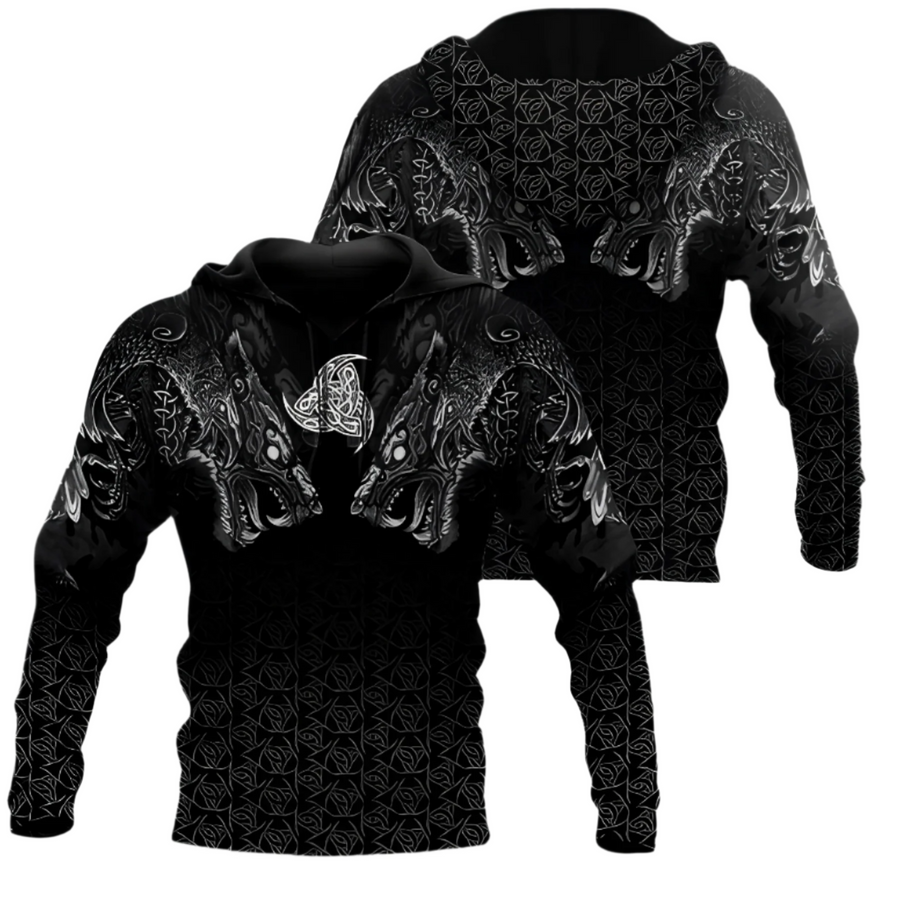 Sudadera con capucha de algodón para hombre de estilo vikingo