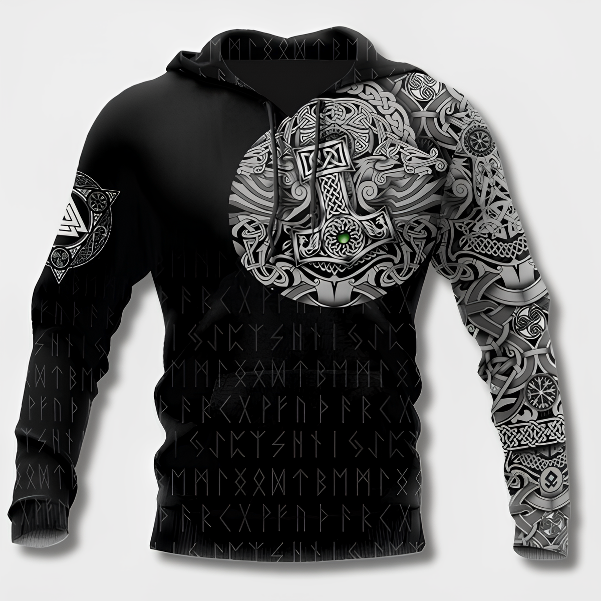 Sudadera con capucha de algodón para hombre de estilo vikingo