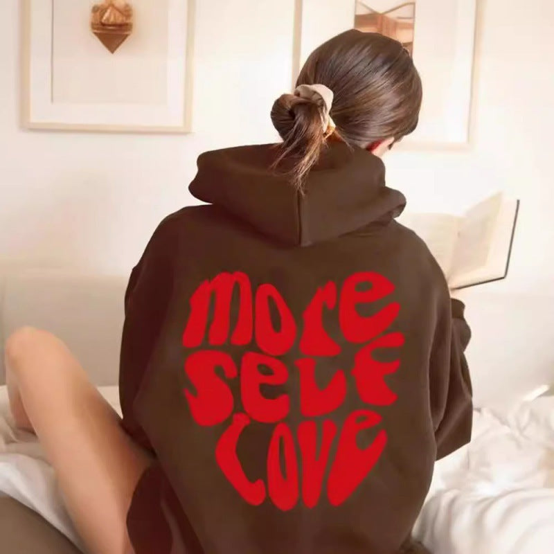 Sudadera con capucha para mujer, estampado llamativo y corte oversized
