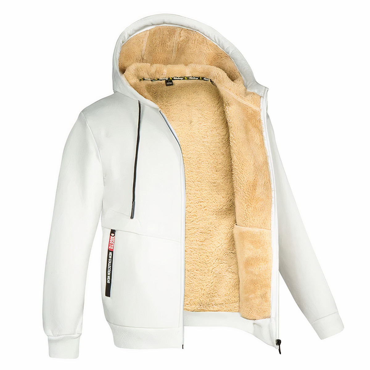 Sudadera con capucha y cremallera forrada para hombre