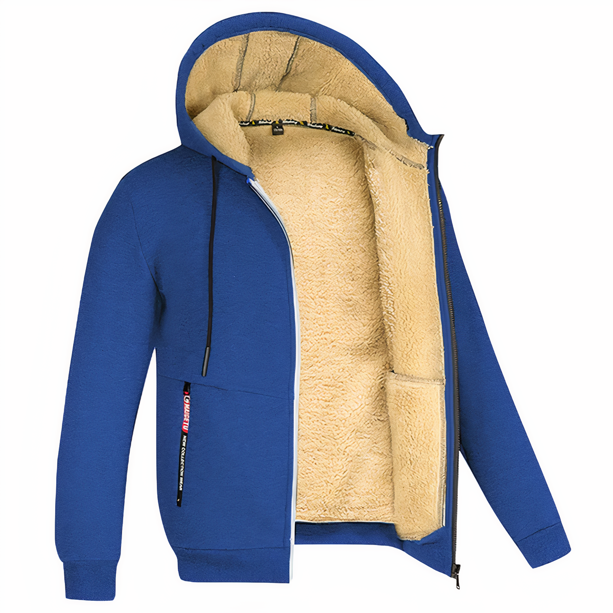 Sudadera con capucha y cremallera forrada para hombre