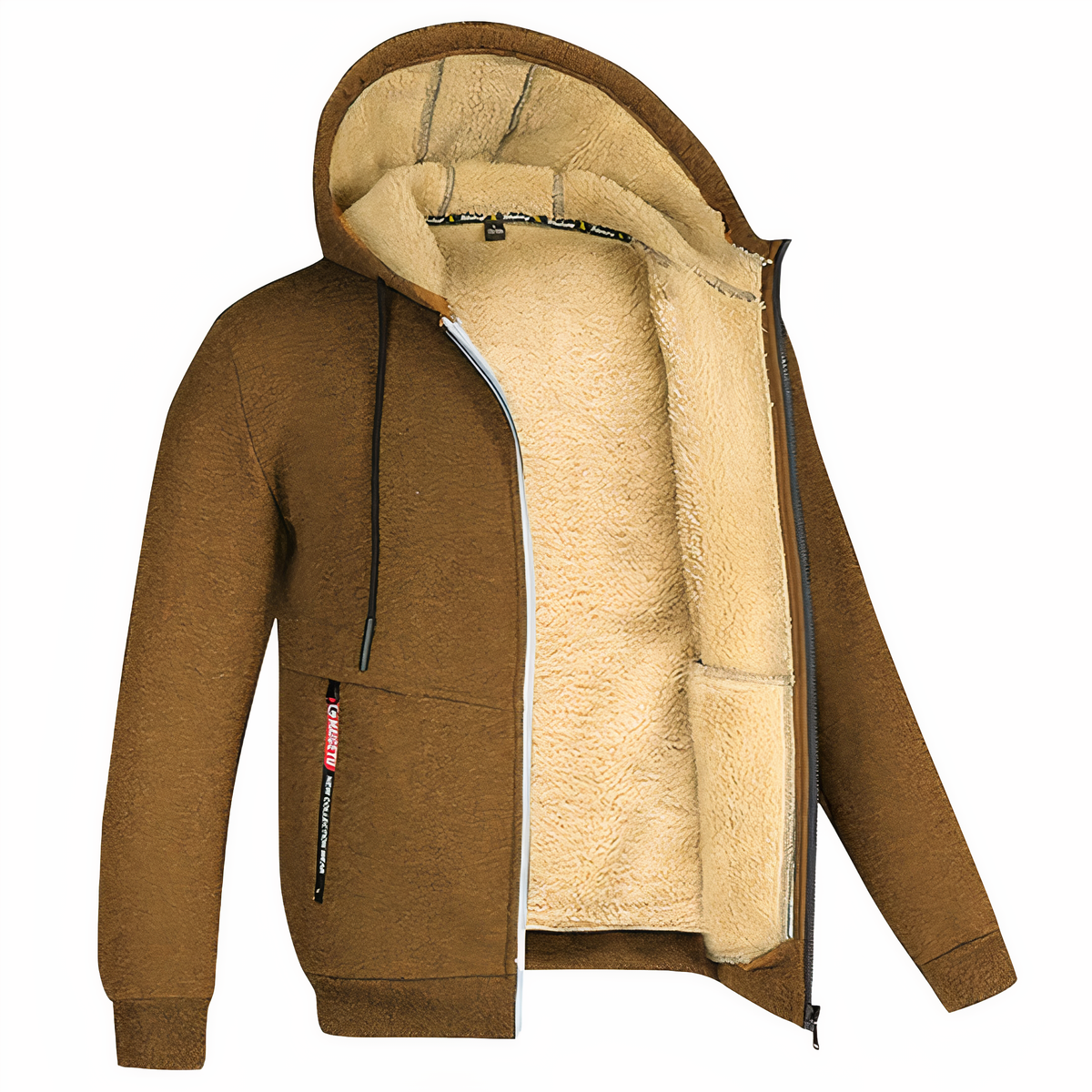 Sudadera con capucha y cremallera forrada para hombre