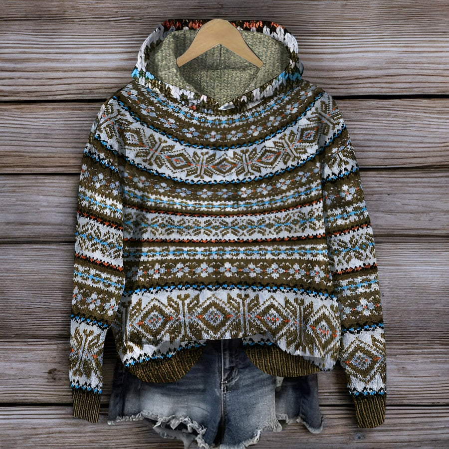 Sudadera de punto con capucha estilo islandés para invierno