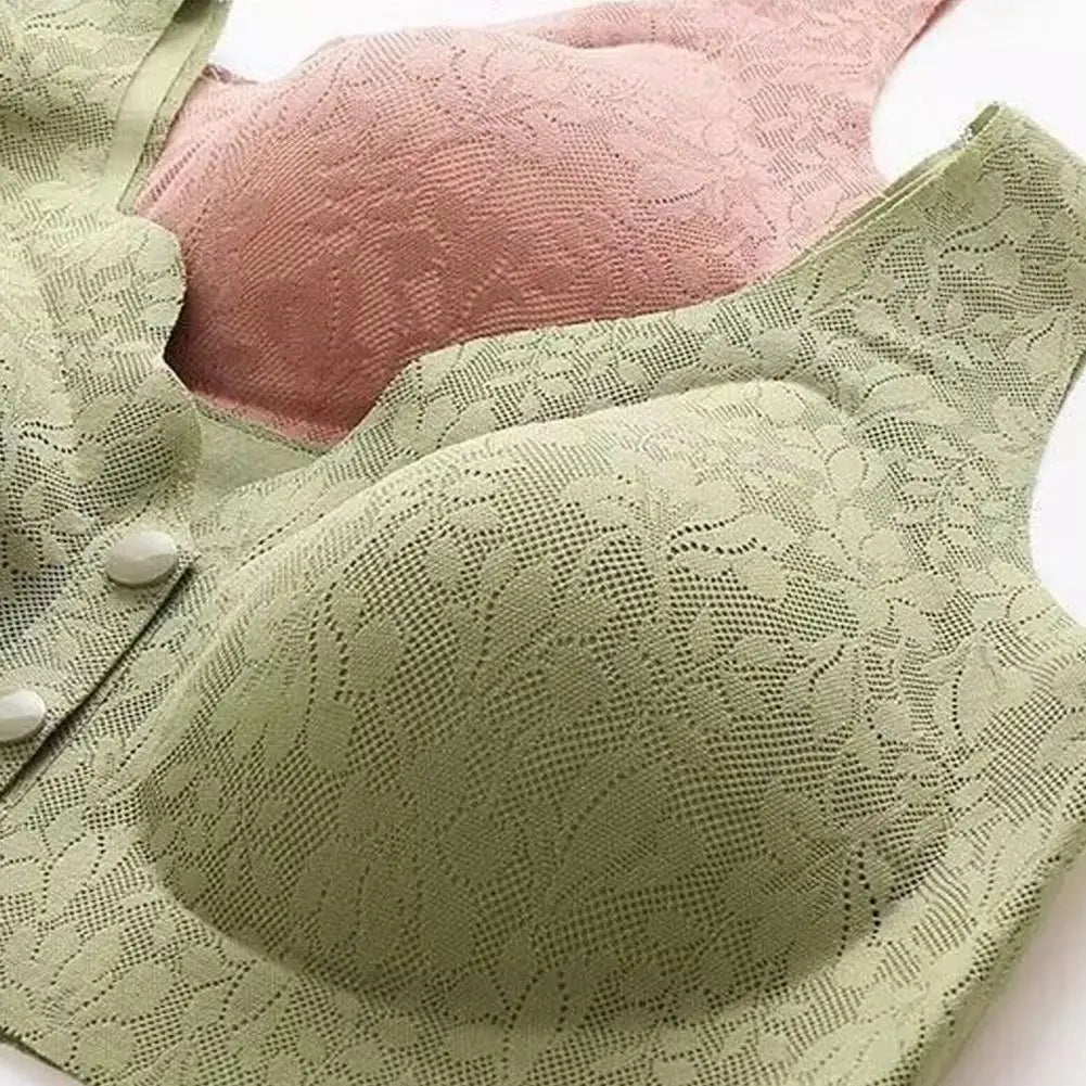 Sujetador de encaje para mujer con cierre frontal y tirantes anchos