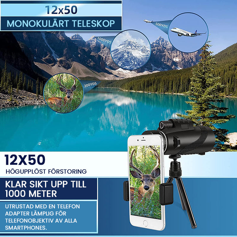 Telescopio monocular portátil con zoom HD 5000M para exteriores