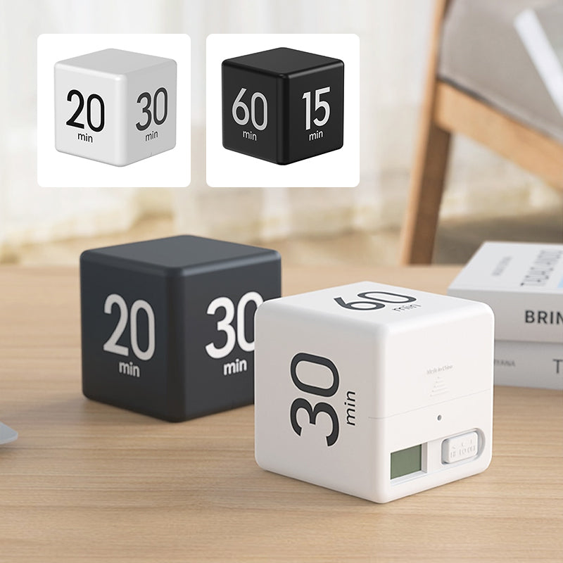 Temporizador digital portátil en forma de cubo con alarma de cuenta atrás para la productividad
