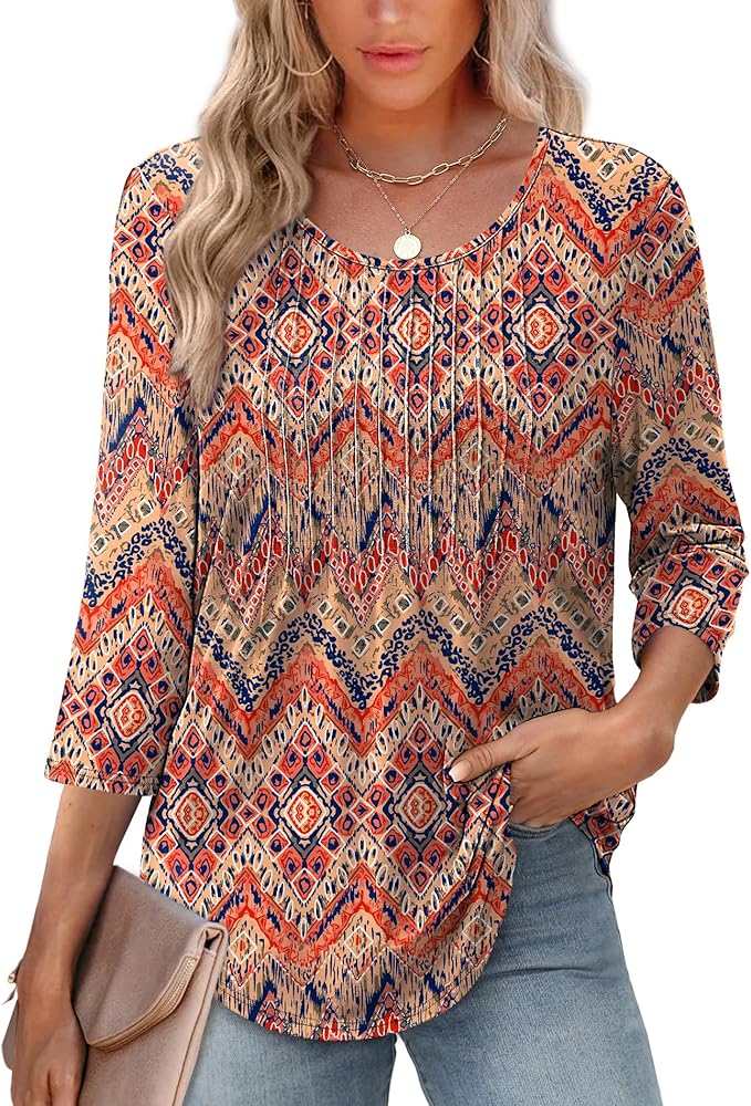 Top estructurado para mujer con manga 3/4 | Blusa cómoda para oficina y tiempo libre
