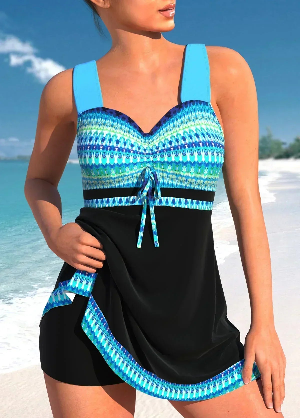 Traje de baño estilizante con falda superpuesta