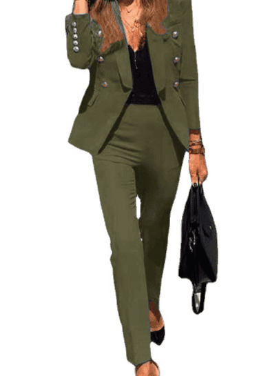 Traje de pantalón dos piezas doble botonadura para mujer