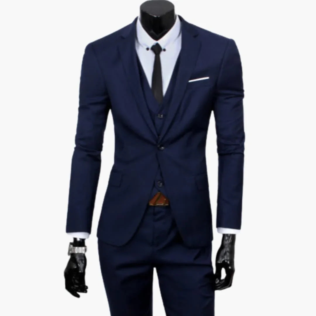 Traje de tres piezas para hombre con americana de un botón y chaleco