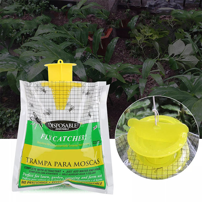 Trampa atrapamoscas eficaz con bolsa desechable para uso en exteriores